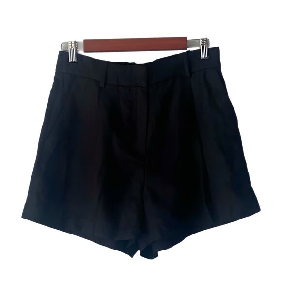 H&M Pants - H&M Linen Blend Black Pleated Front Shorts Size 8 New with Tags